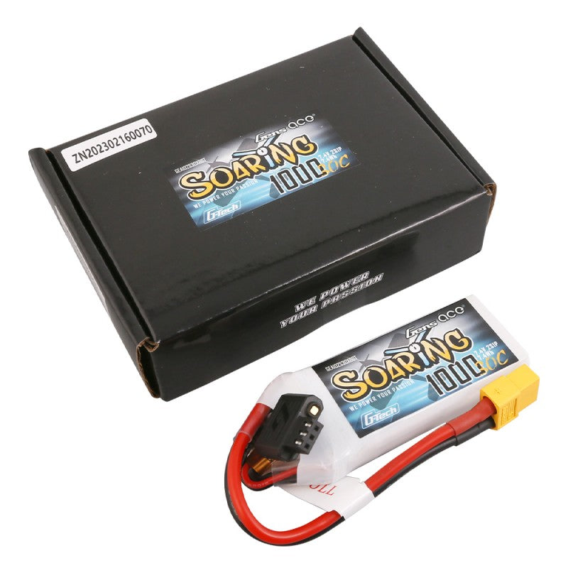 Gens Ace G-Tech Soaring 1000mAh 7,4V 30C 2S1P Lipo Akkupack XT60 Stecker - LiPo24.de
