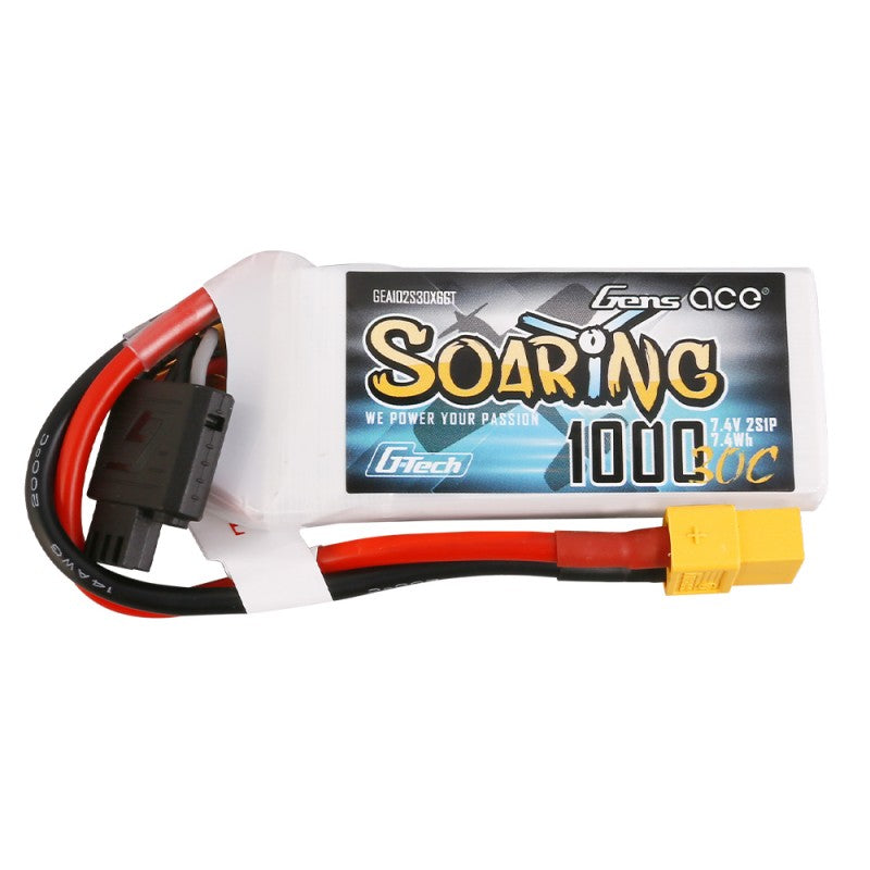 Gens Ace G-Tech Soaring 1000mAh 7,4V 30C 2S1P Lipo Akkupack XT60 Stecker - LiPo24.de