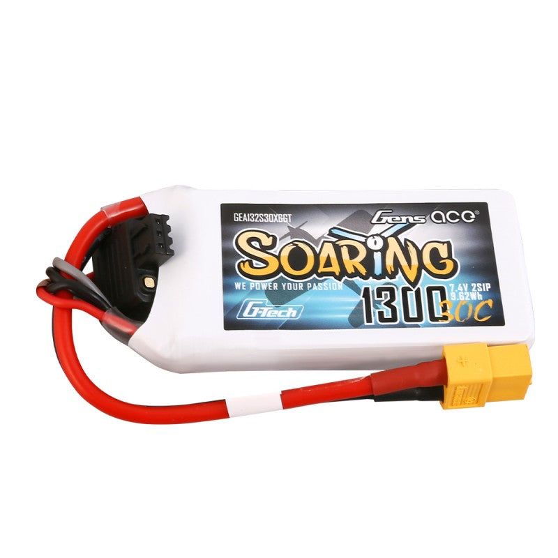 Gens Ace G-Tech Soaring 1300mAh 7,4V 30C 2S1P Lipo Akkupack XT60 - LiPo24.de