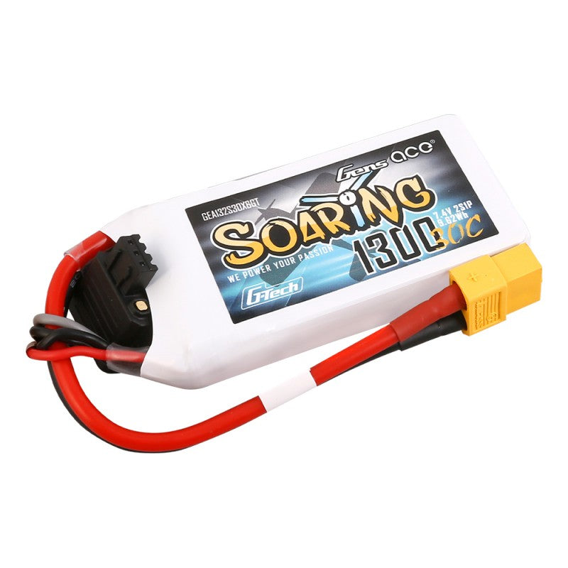 Gens Ace G-Tech Soaring 1300mAh 7,4V 30C 2S1P Lipo Akkupack XT60 - LiPo24.de