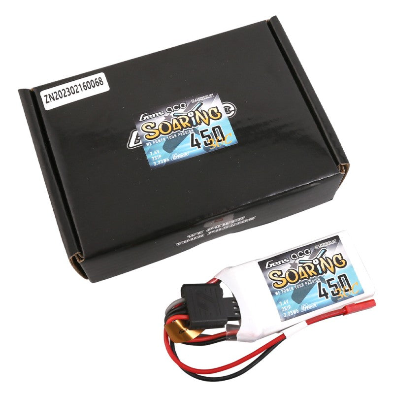 Gens Ace G-Tech Soaring 450mAh 7,4V 30C 2S1P Lipo-Akkupack JST-SYP - LiPo24.de