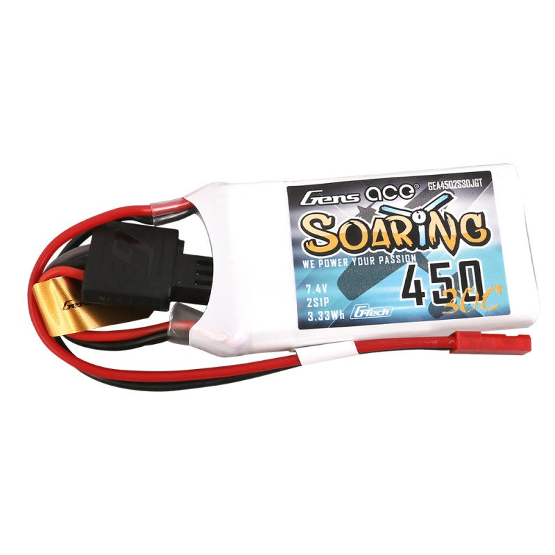 Gens Ace G-Tech Soaring 450mAh 7,4V 30C 2S1P Lipo-Akkupack JST-SYP - LiPo24.de
