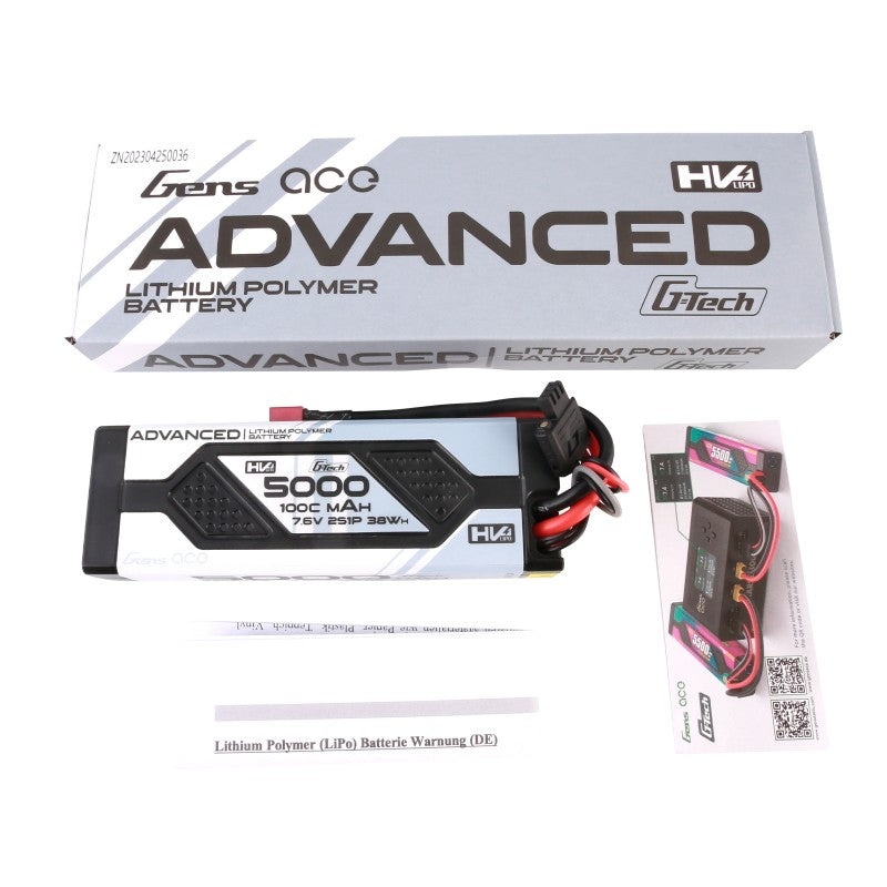 Gens Ace Advanced G-Tech 2S 5000mAh 7,6V 2S1P 100C HV Hardcase Deans
