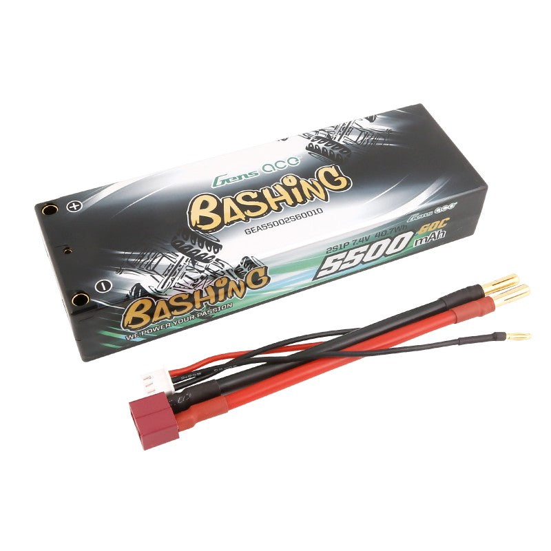 Gens Ace 5500mAh 2S 7.4V 60C HardCase RC 10# Auto Lipo Akkupack mit T-Stecker - LiPo24.de