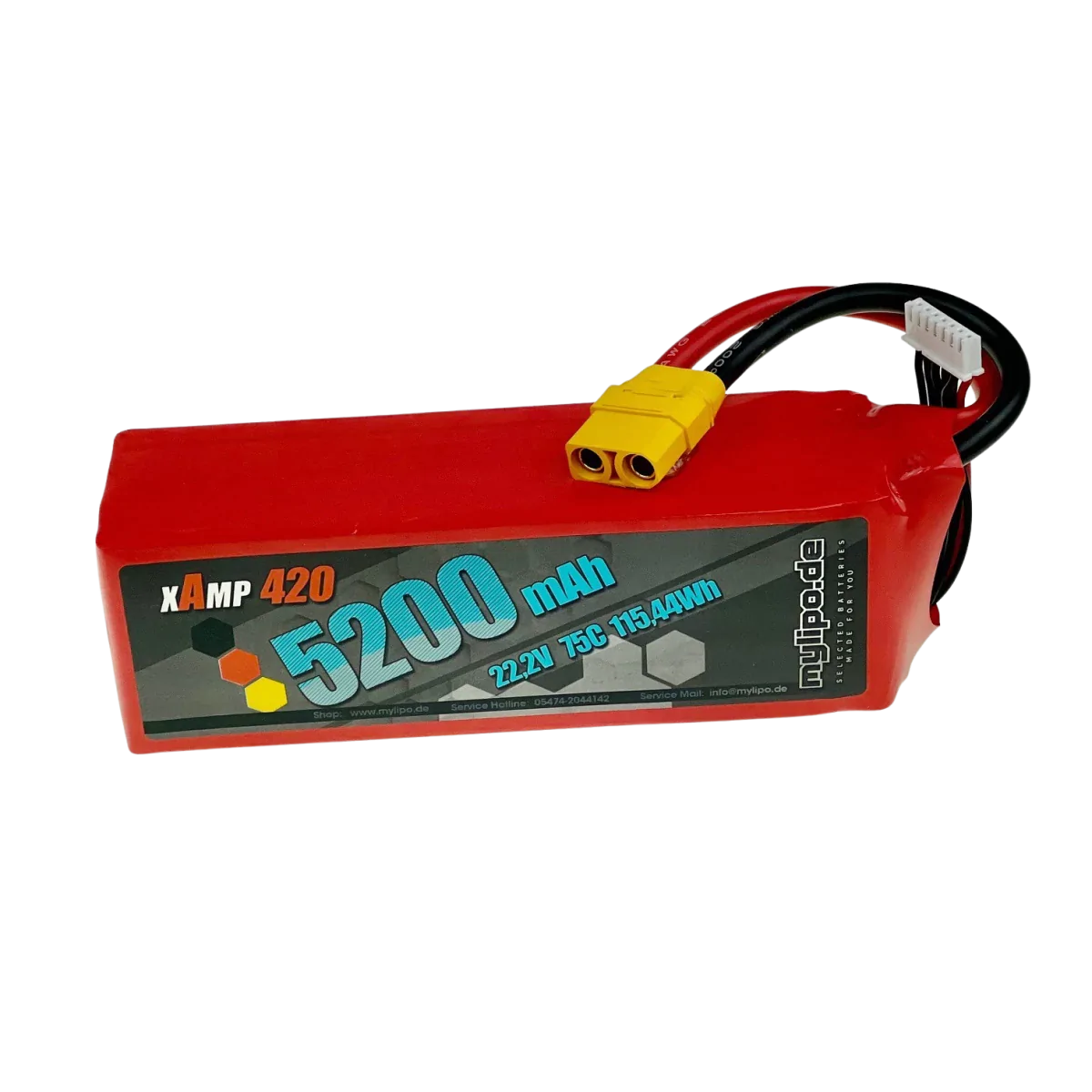 Mylipo Lipo Akku 5200mAh 22,2V 6S 75C XT90 - LiPo24.de