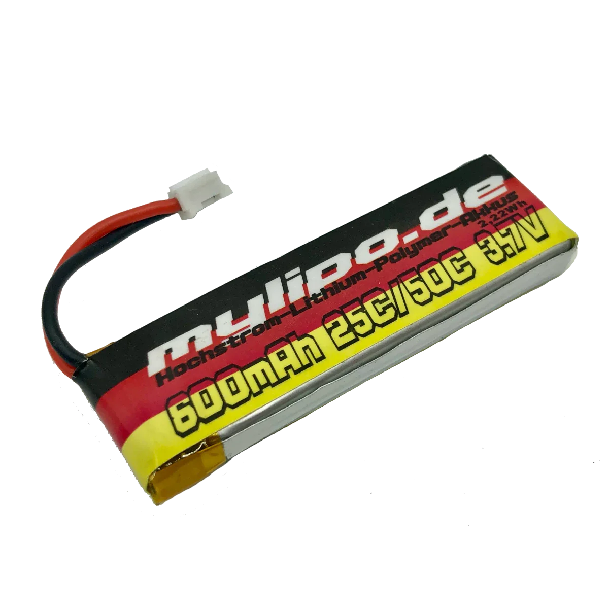 Mylipo Lipo Akku 600mAh 3,7V 25C/50C Nano QX2 FPV / Inductrix FPV+ / GLIMPSE - LiPo24.de