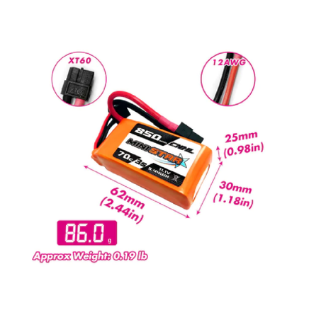 CNHL MiniStar 3S 850mAh 11,1V 70C XT60 Lipo Akku
