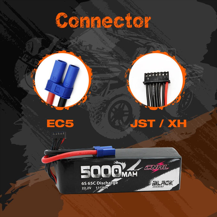 CNHL Black Series 5000mAh 22,2V 6S 65C Lipo Akku mit EC5 Stecker   LiPo24.de