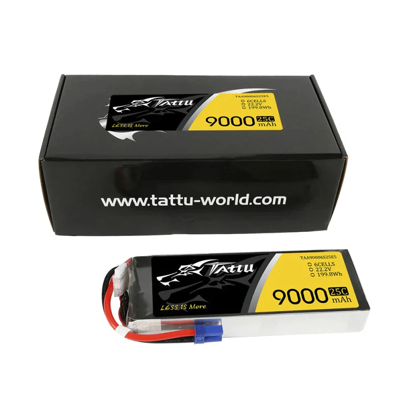 Tattu 9000mAh 22,2V 25C 6S1P Lipo Akkupack mit EC5 - LiPo24.de