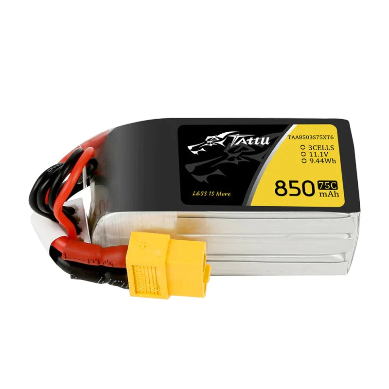 Tattu 850mAh 11.1V 75C 3S1P Lipo Akku mit XT60 Stecker - LiPo24.de