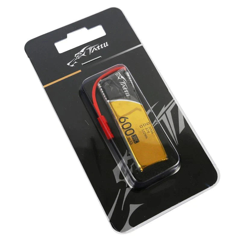 Tattu 600mAh 3.7V 30C 1S1P Lipo Akku mit JST Stecker (1 Stück/Packung) - LiPo24.de