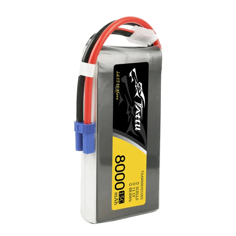 Tattu 8000mAh 11,1V 15C 3S1P Lipo Akkupack mit EC5 Stecker - LiPo24.de