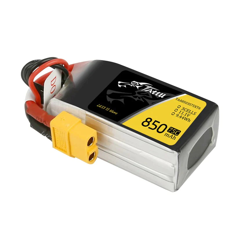 Tattu 850mAh 11.1V 75C 3S1P Lipo Akku mit XT60 Stecker - LiPo24.de