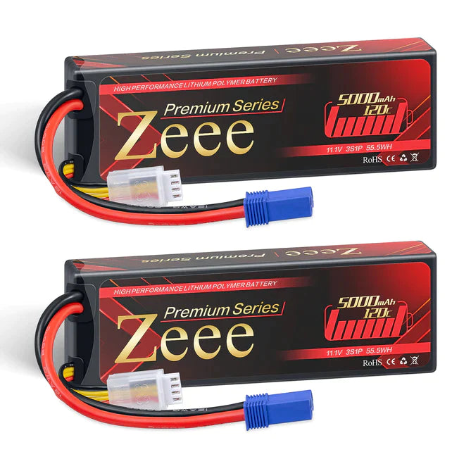 Zeee Premium Series 3S Lipo Akku 5000mAh 11.1V 120C LCG Hartschalenkoffer mit EC5 Anschluss für RC Car RC Modelle (2 St.) - LiPo24.de