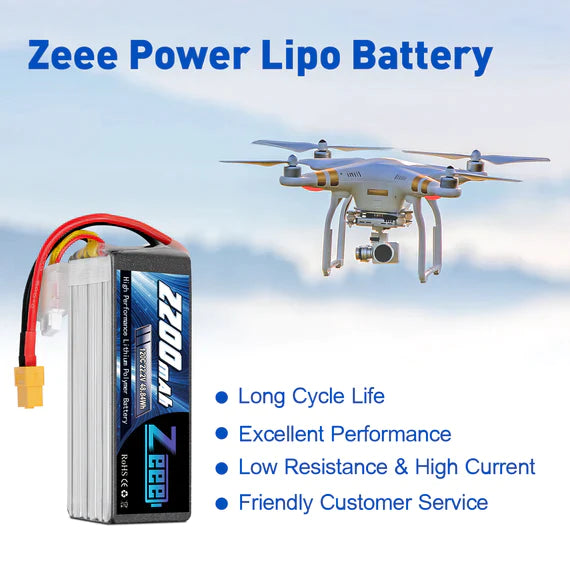 Zeee 6S Lipo Akku 2200mAh 22.2V 120C Soft Case XT60 (2 St.)   LiPo24.de