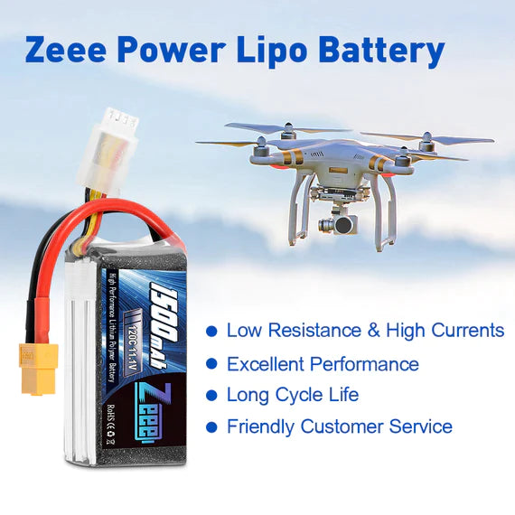 Zeee 3S Lipo Akku 1500mAh 11,1V 120C Graphen Akku mit XT60 Stecker für RC Car RC Modelle (2 Pack)   LiPo24.de