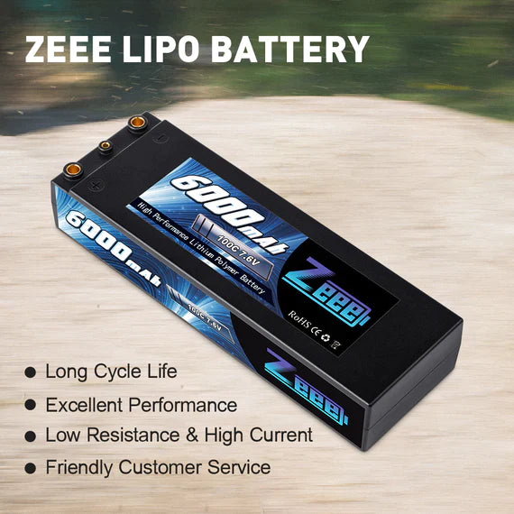 Zeee 2S Lipo Akku 6000 mAh 7,6 V 100 C HV Hardcase Dean - LiPo24.de