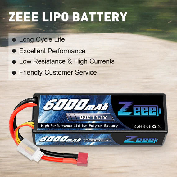 Zeee 3S Lipo Akku 6000 mAh 11,1 V 80C Hartcase DEAN - LiPo24.de