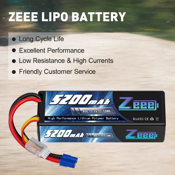 Zeee 3S Lipo Akku 5200mAh 11.1V 80C EC3 Hartcase (2er Pack)   LiPo24.de