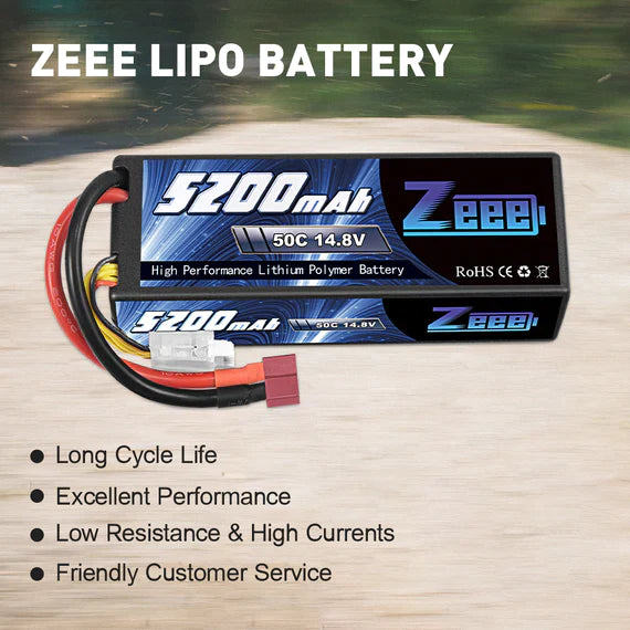 Zeee 4S Lipo Batterie 5200mAh 14,8V 50C Hard Case Deans Plug   LiPo24.de