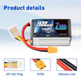 Zeee 4S Lipo Akku 1500mAh 14,8V 120C Graphen Akku mit XT60 Stecker für FPV RC Car RC Modelle (2 Pack) - LiPo24.de