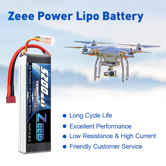 Zeee 3S Lipo Akku 5200mAh 11.1V 50C DEAN (2 St.) - LiPo24.de