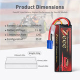 Zeee Premium Series 3S Lipo Akku 5000mAh 11.1V 120C LCG Hartschalenkoffer mit EC5 Anschluss für RC Car RC Modelle (2 St.) - LiPo24.de