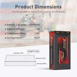Zeee Premium Series 2S Shorty Lipo Akku 6000mAh 7,6V 120C Hartschalenkoffer mit 4mm Bullet to Deans Stecker für RC Car (2 Pack) - LiPo24.de