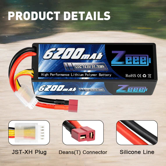 Zeee 4S Lipo Akku 6200 mAh 14,8 V 120C Hardcase DEAN (2 St.)   LiPo24.de