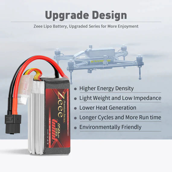 Zeee Premium Series 4S Lipo Akku 850mAh 14.8V 100C XT60 (2 St.)
