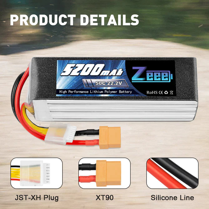 Zeee 6S Lipo Akku 5200mAh 22.2V 50C XT90   LiPo24.de