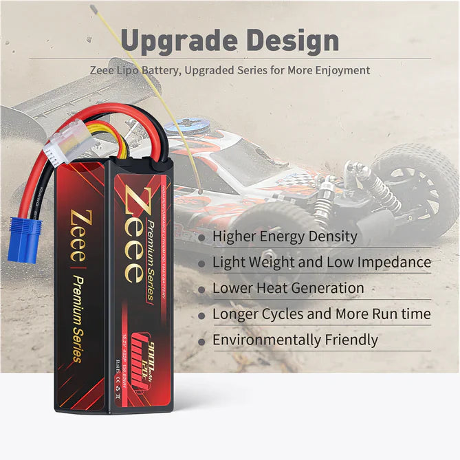Zeee Premium Serie 4S Lipo Akku 9000mAh 15,2V 120C Hartschalenkoffer mit EC5 Anschluss für RC Car Racing Modelle (2 St.) - LiPo24.de