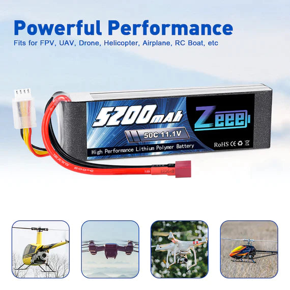 Zeee 3S Lipo Akku 5200mAh 11.1V 50C DEAN (2 St.) - LiPo24.de