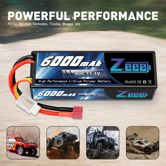 Zeee 3S Lipo Akku 6000 mAh 11,1 V 80C Hartcase DEAN - LiPo24.de