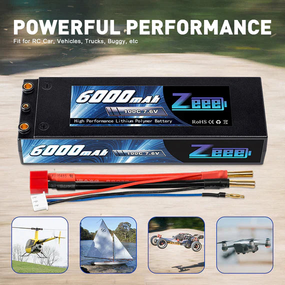 Zeee 2S Lipo Akku 6000 mAh 7,6 V 100 C HV Hardcase Dean - LiPo24.de