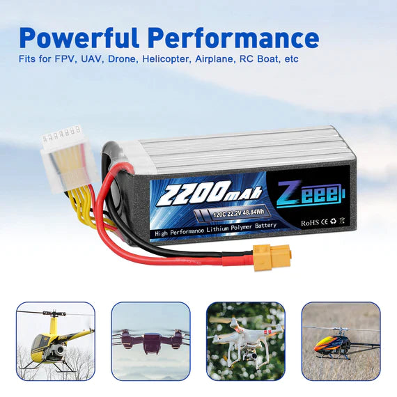 Zeee 6S Lipo Akku 2200mAh 22.2V 120C Soft Case XT60 (2 St.) - LiPo24.de