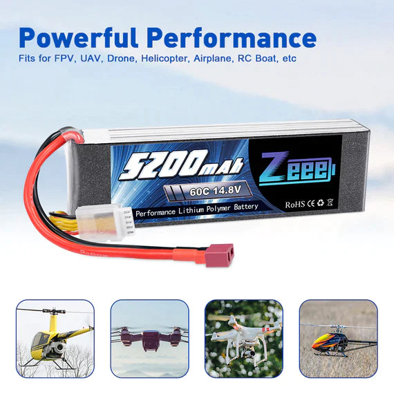 Zeee 4S Lipo Akku 5200mAh 14.8V 60C DEAN - LiPo24.de