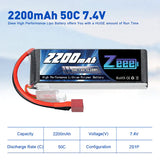 Zeee 2S Lipo Akku 2200mAh 7.4V 50C Soft Pack mit Deans Connector für RC Modelle (2er Pack) - LiPo24.de