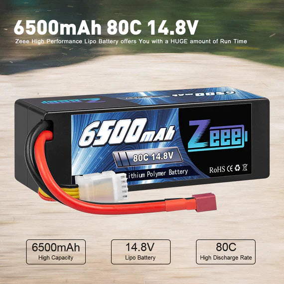 Zeee 4S Lipo Akku 6500 mAh 14,8 V 80C Hardcase DEAN   LiPo24.de