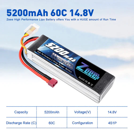 Zeee 4S Lipo Akku 5200mAh 14.8V 60C DEAN   LiPo24.de