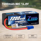 Zeee 4S Lipo Akku 7200mAh 14,8V 80C mit EC5 Anschluss Hartschalenkoffer für RC Car RC Racing Modelle (2 St.) - LiPo24.de