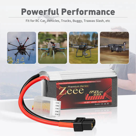 Zeee Premium Series 4S Lipo Akku 850mAh 14.8V 100C XT60 (2 St.)