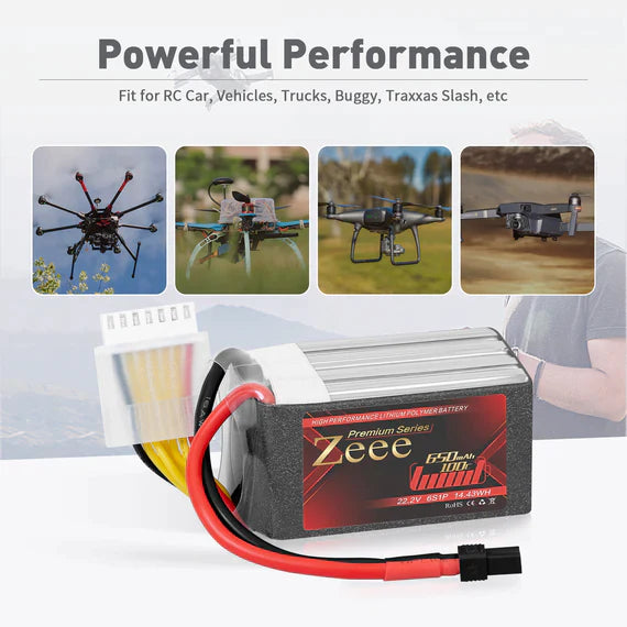 Zeee Premium Series 6S Lipo Akku 650mAh 22.2V 100C XT30 (2 St.) - LiPo24.de