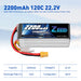 Zeee 6S Lipo Akku 2200mAh 22.2V 120C Soft Case XT60 (2 St.)   LiPo24.de