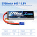 Zeee 4S Lipo Akku 3700mAh 14,8V 60C Soft Case mit EC5 Stecker für RC Flugzeug RC Modelle (2 Packungen)   LiPo24.de