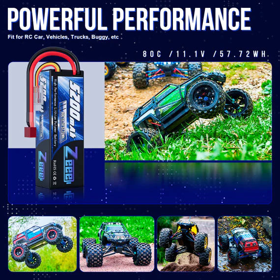 Zeee 3S Lipo Akku 5200mAh 11,1V 80C Hartschalenkoffer mit Deans-Anschluss für RC-Car - LiPo24.de