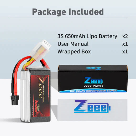 Zeee Premium Series 3S Lipo Akku 650mAh 11.1V 100C Soft Case mit XT30 Stecker für RC Car RC Modelle (2 Pack) - LiPo24.de