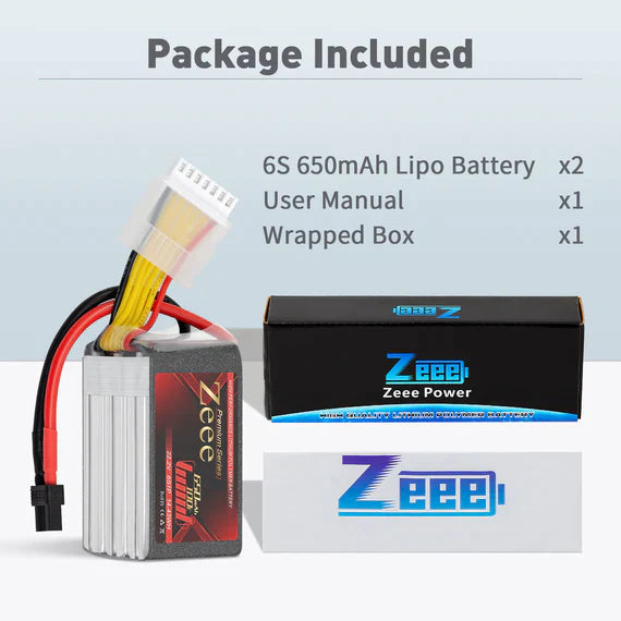 Zeee Premium Series 6S Lipo Akku 650mAh 22.2V 100C XT30 (2 St.) - LiPo24.de