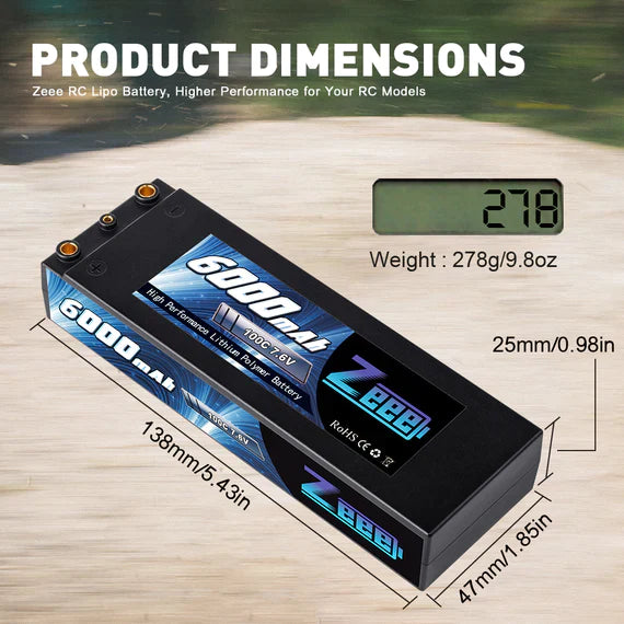 Zeee 2S Lipo Akku 6000 mAh 7,6 V 100 C HV Hardcase Dean - LiPo24.de
