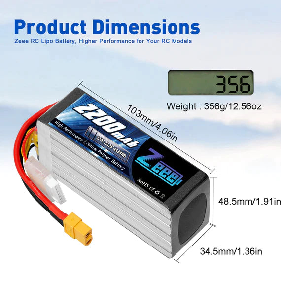 Zeee 6S Lipo Akku 2200mAh 22.2V 120C Soft Case XT60 (2 St.) - LiPo24.de